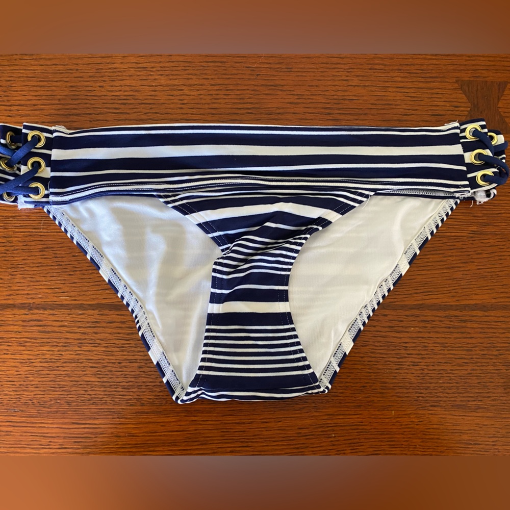Victoria's Secret Navy and White Striped Bikini Bottom
